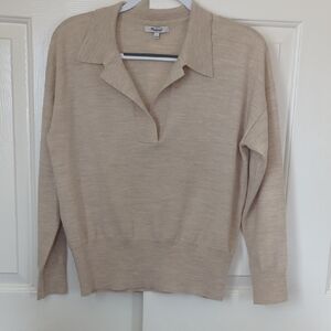 Madewell Merino Wool Polo Sweater Oatmeal Color